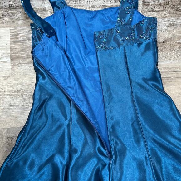 Jessica McClintock Gunne Sax Blue Satin Tulle Party Dress Size 9 - Picture 7 of 12